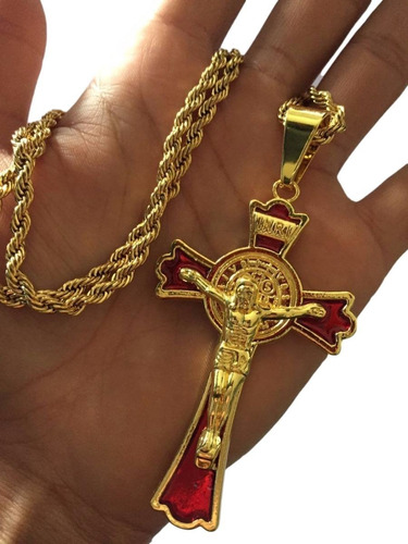 Cordão Baiano Banhada Ouro+ Pingente Crucifixo Personalizado