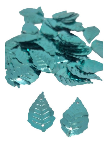 Lentejuela Metalizada Forma De Hoja 14x24 Mm Pack X 50 Gr Verde Agua