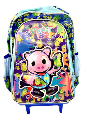 Mochila De Rodinha Piggy Boy Azul Meninos Hel Vozz Mc2433