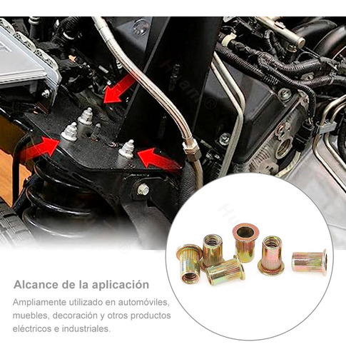 100pcs Tuercas Remachadas Hilo M6 Verticales De Acero Inox