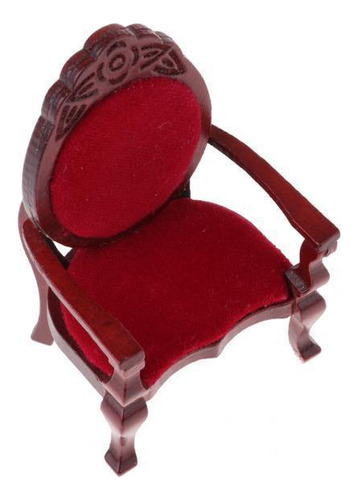 Sillón Miniatura De Madera Roja Con 2 Taburetes Y 12 Casas D