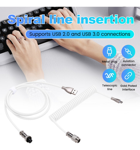 Cabo De Teclado Em Espiral Usb C Cabo De Teclado Mecânico Tr