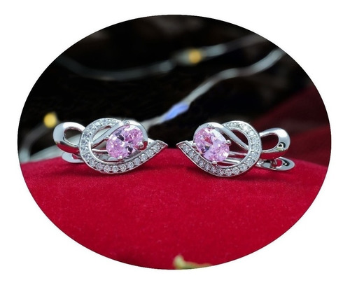 Aretes Zafiro Rosa Oro 18k Día Festivo Cumpleaños Graduación