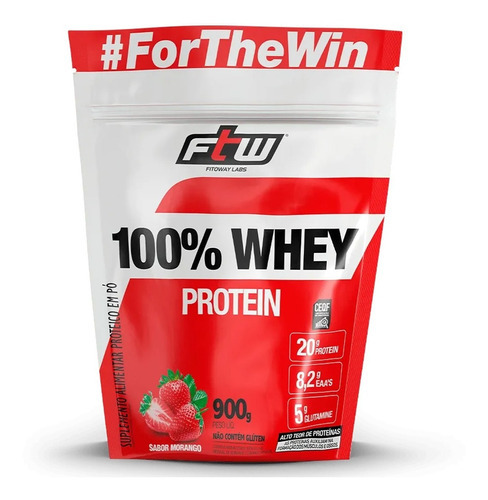 Whey Protein 100% Concentrado Refil 900g Ftw Sabor Morango