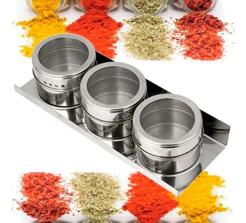 Porta 3 Condimentos Temperos Magnético Em Aço Inox