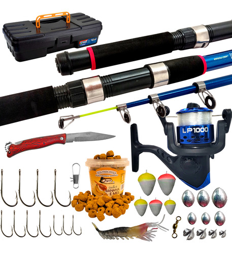 Vara De Pesca 20lbs Completa Com Molinete E Linha Jau Pesca