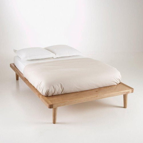 Cama De Diseño Willy Madera Natural Tamaño Matrimonial