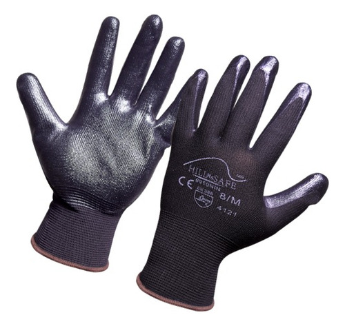 Kir 12 Pares Guante De Nylon Negro Con Nitrilo En Palma