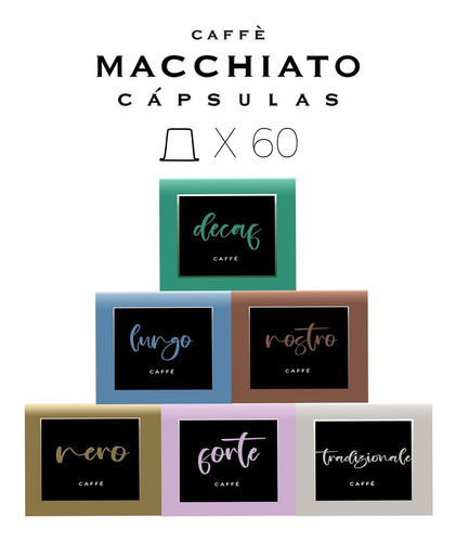 6 Cajas Capsula Cafe Macchiato Compatible Maquina Nesspresso