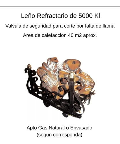 Leño Refractario A Gas Leño Hogar 5.000 Kl Variante. Simil Madera