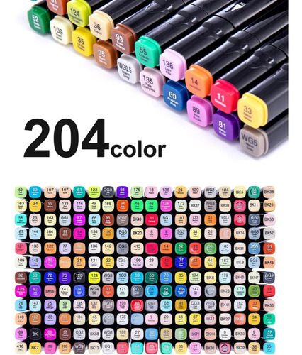 Set 204 Marcadores Doble Punta Para Colorear Varios