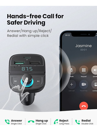 Cargador Y Transmisor De Bluetooth Ugreen Para Automóviles
