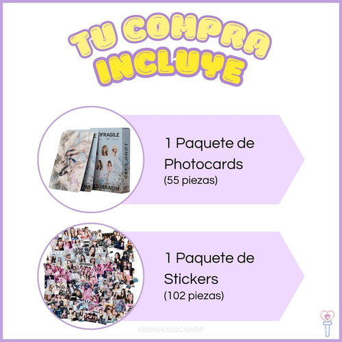 Le Sserafim (55 Photocard + Sticker) Kpop Pegatina+ Lomocard