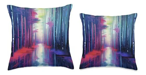 Almohada Multicolor Arte Glitch Bamboo Naturaleza