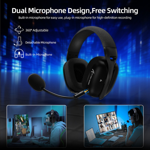 Auriculares Inalámbricos Para Juegos Attack Shark L80 Pro Color Negro