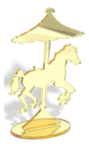 Aplique Cavalo ,carrossel Acrílico Espelhado Dourado 30 Pçs