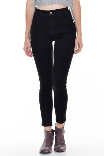 Combo Jeans Mujer Black Elastizado + Cinturon Doble Hebilla