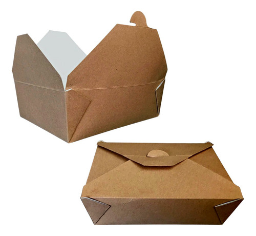Caja Contenedor De Cartón Para Comida Delivery 100 Pzas