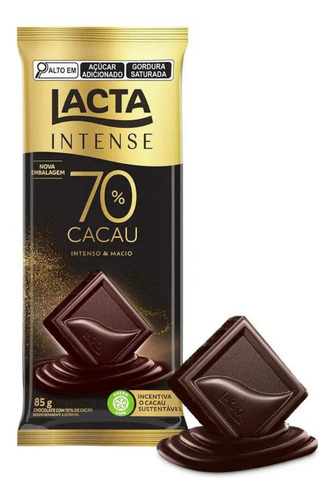 Chocolate Lacta Intense Amargo 70% Cacau Original 85g
