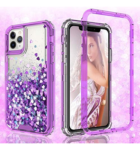 Funda Gw Para iPhone 11 Case, Hard Clear Glitter Liquid Wate