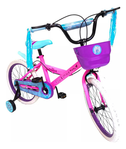 Bicicleta niños Disney 7126  2023 R16 frenos herradura color rosa con ruedas de entrenamiento  