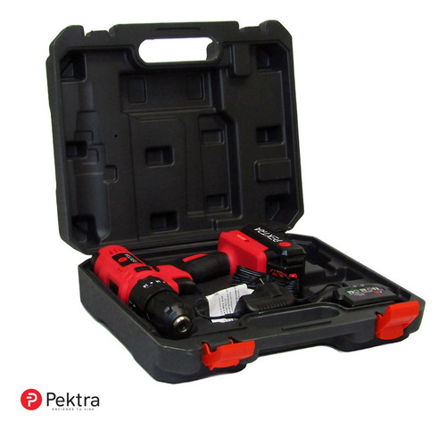 Taladro Atornillador Percutor Batería 18v Litio Maletin Luz Color Rojo Frecuencia 50