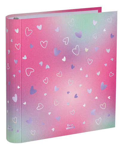 Carpeta Escolar No3 Fun World Colorful 3 Anillos Color Glitter Heart