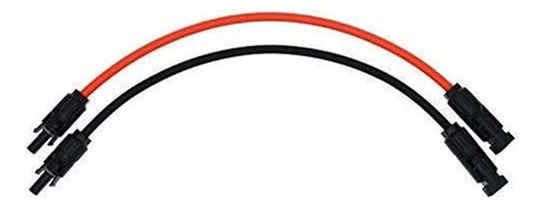 1 Par Negro Rojo 10awg (6 Mm²) Cable De Extension Del Panel