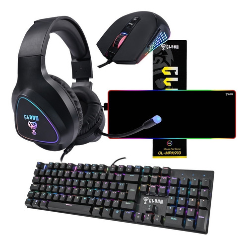 Kit Gamer 4 Em 1 Teclado Mouse Headset Mousepad Rgb Novos