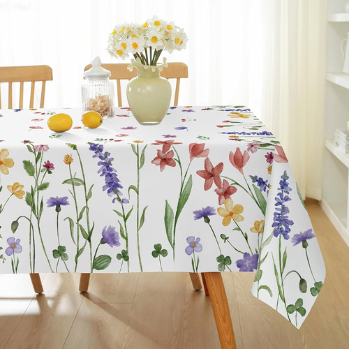 Mantel Rectangular 52 X 70 Pulgadas Con Diseño Floral Acuare