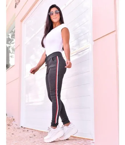 Calça moletom on sale listra lateral