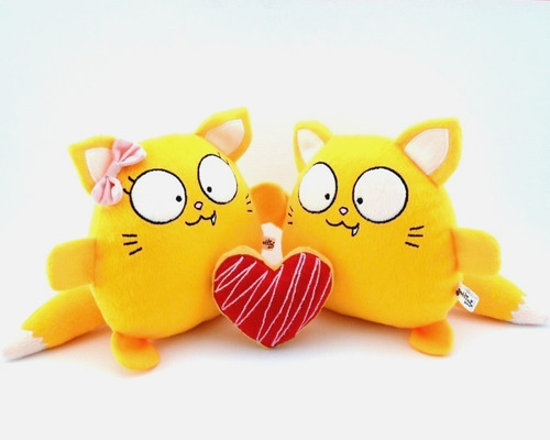 Pareja Gatos Peluche Nombre Personalizado Boda Aniversario