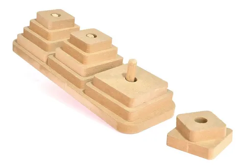 Juego Tres Torres Madera Did ctico Encastre Formas Cuadrados