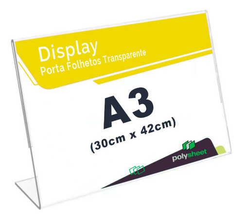 Display De Mesa De Acrilico Folha A3 L Horizontal 15 Uni