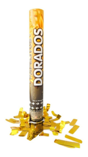 Cañon Lanza Papelitos Dorados De 40cm X1 - Cotillón Waf