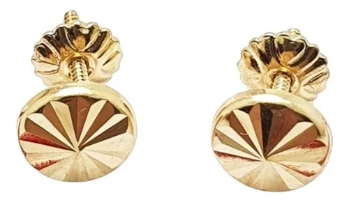 Aros Facetados Oro 18 Kts C146 2 Unidades Unisex