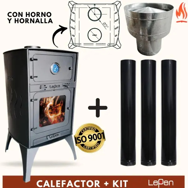 Salamandra a Leña Lepen Moquehue con Horno, Hornalla y Kit