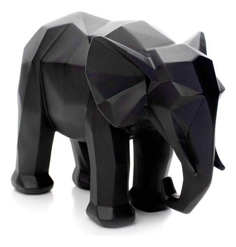 Escultura Elefante Em Poliresina Preto 20x25x13 Cm - D'rossi