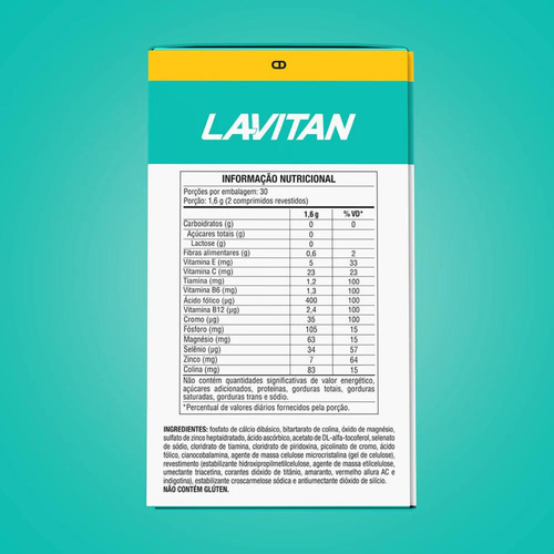 Suplemento Memo Neuro Com 60 Comprimidos Revestidos Lavitan