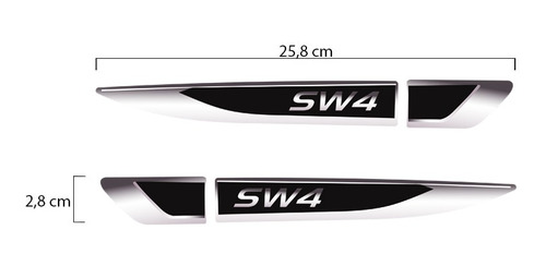 Imagem 4 de 4 de Aplique Lateral Sw4 2005/2021 Emblema Cromado Resinado - Par