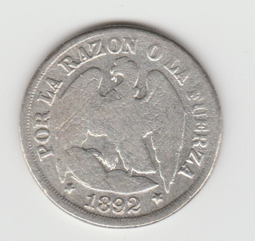 Moneda Chile 1 Décimo 1892 F Plata