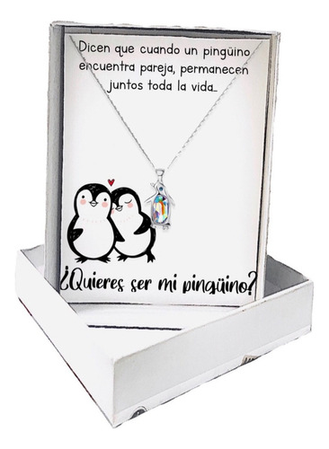 Collar Pinguino Para Regalo Enamorados Estuche