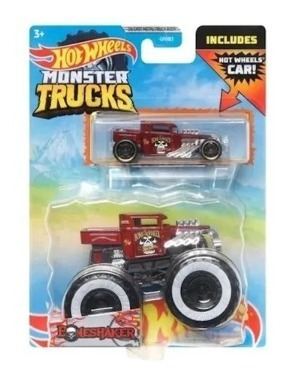 Pack 1 Monster Trucks + 1 Auto Hot Wheels Modelo A Eleccion