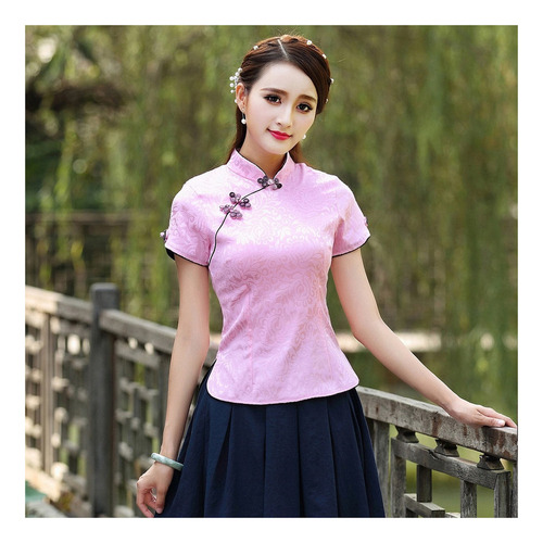 Top De Mujer Informal Y Cómodo De Estilo Tradicional Chino.