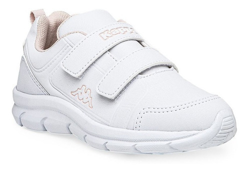 Zapatillas Kappa Logo Colegial Velcro Blanco Rosa Infantil