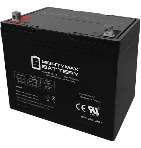 Mighty Max Battery Ml75-12 - Terminal De Tuerca Y Perno (nb)