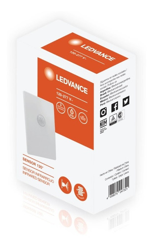Imagen 4 de 4 de Sensor Detector De Movimiento Pared Ledvance 120º Ip20 220v