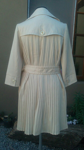 Estilo Vintage Trench Tableado Manteca