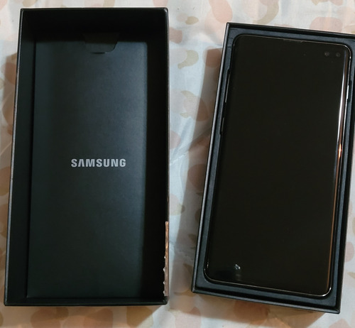 Celular Samsung S 10+ Usado. Detalle En Pantalla 2 Líneas Negro