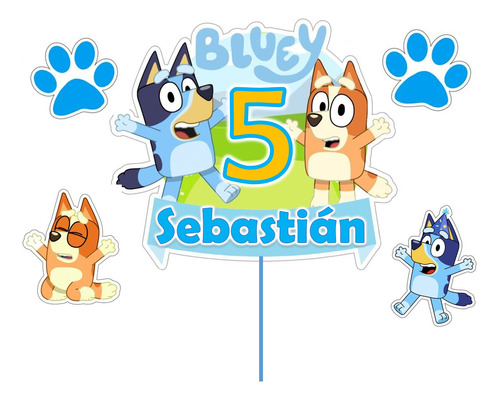 Topper Para Torta Perro Bluey Personalizado